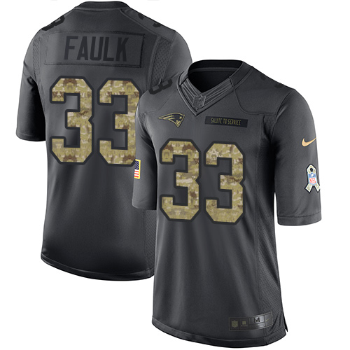 New England Patriots #33 Kevin Faulk Black Men's Stitched Limited 2016 Salute To Service Jersey Men's