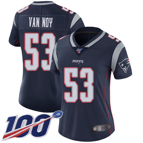 New England Patriots #53 Kyle Van Noy Navy Blue Team Color Women's Stitched 100th Season Vapor Limited Jersey Womens