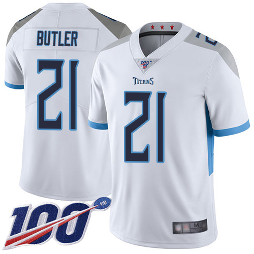 Tennessee Titans #21 Malcolm Butler White Men's Stitched 100th Season Vapor Limited Jersey Men's