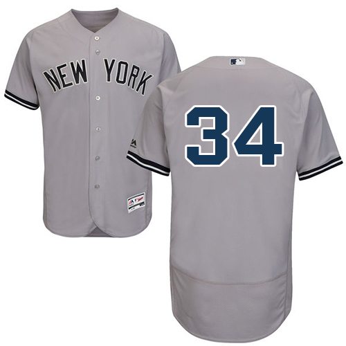 New York Yankees #34 J.A. Happ Grey Flexbase Authentic Collection Stitched Jersey Men's