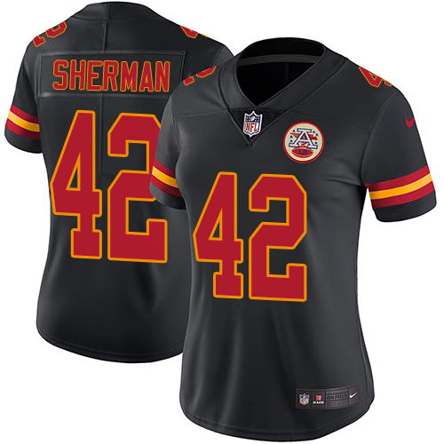 Kansas City Chiefs #42 Anthony Sherman Black Women's Stitched Limited Rush Jersey Womens
