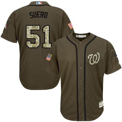 Washington Nationals #51 Wander Suero Green Salute to Service Stitched Youth Jersey Youth