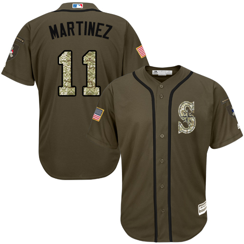 Seattle Mariners #11 Edgar Martinez Green Salute to Service Stitched Youth Jersey Youth