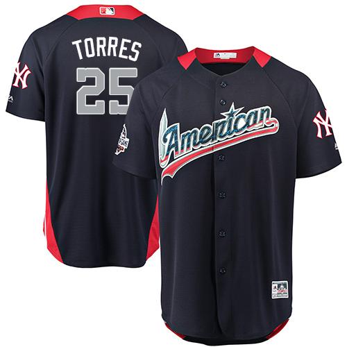 New York Yankees #25 Gleyber Torres Navy Blue 2018 All-Star American League Stitched Jersey Men's