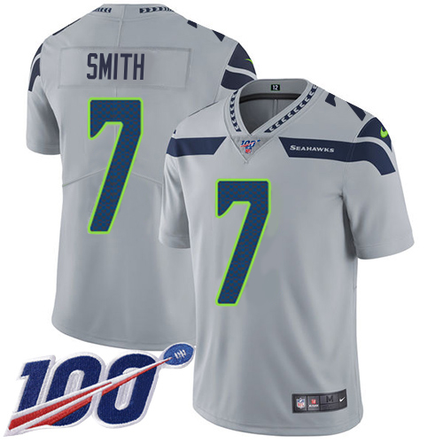 Seahawks #7 Geno Smith Grey Alternate Youth Stitched 100th Season Vapor Untouchable Limited Jersey