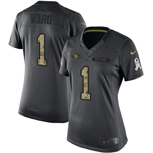 49ers #1 Jimmie Ward Black Women's Stitched Limited 2016 Salute To Service Jersey