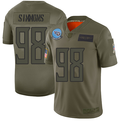 Titans #98 Jeffery Simmons Camo Youth Stitched Limited 2019 Salute To Service Jersey