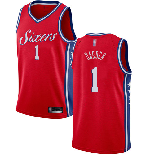 Philadelphia 76ers #1 James Harden Red Womens Swingman Statement Edition Jersey Womens