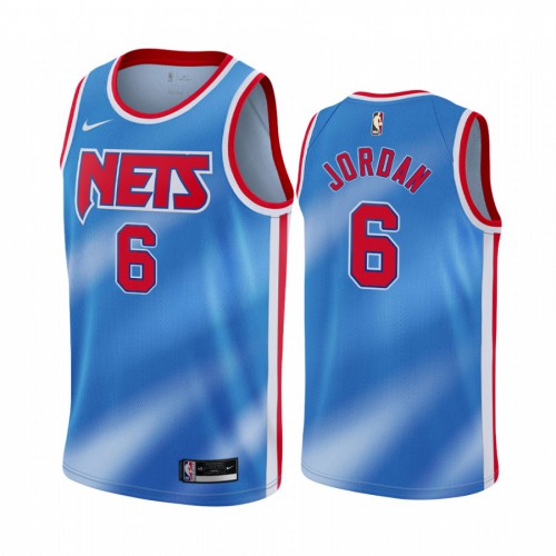 Brooklyn Nets #6 DeAndre Jordan Blue Swingman Classic Edition Jersey Mens