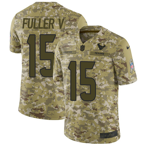 Houston Texans #15 Will Fuller V Camo Men's Stitched Limited 2018 Salute To Service Jersey Men's