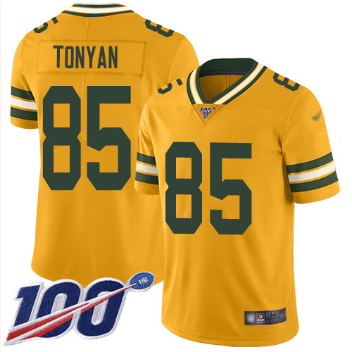 Green Bay Packers #85 Robert Tonyan Gold Youth Stitched Limited Inverted Legend 100th Season Jersey Youth