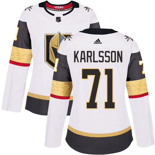 Adidas Golden Vegas Golden Knights #71 William Karlsson White Road Authentic Women's Stitched Jersey Womens
