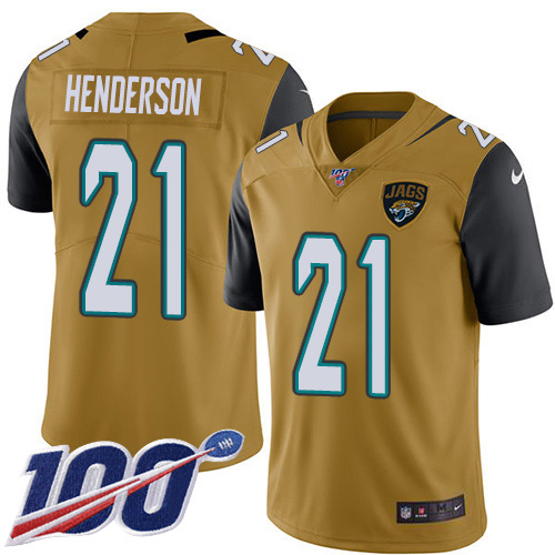 Jacksonville Jaguars #21 C.J. Henderson Gold Men's Stitched Limited Rush 100th Season Jersey Men's