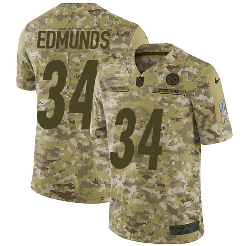 Pittsburgh Steelers #34 Terrell Edmunds Camo Men's Stitched Limited 2018 Salute To Service Jersey Men's