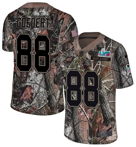 Eagles #88 Dallas Goedert Camo Super Bowl LVII Patch Men's Stitched Limited Rush Realtree Jersey