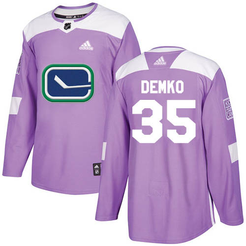 Adidas Vancouver Canucks #35 Thatcher Demko Purple Authentic Fights Cancer Stitched Youth Jersey Youth