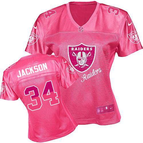 Raiders #34 Bo Jackson Pink Women's Fem Fan Game Jersey