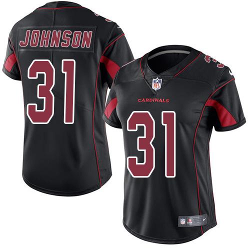 Arizona Cardinals #31 David Johnson Black Women's Stitched Limited Rush Jersey Womens