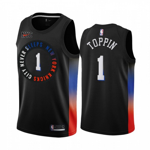 New York Knicks #1 Obi Toppin Black Swingman 2020-21 City Edition Jersey Mens