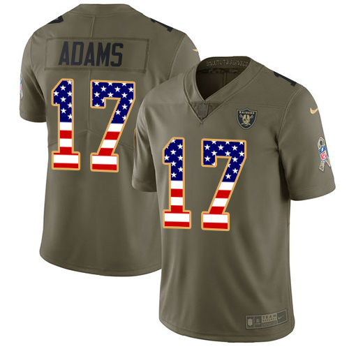 Raiders #17 Davante Adams Olive/USA Flag Men's Stitched Limited 2017 Salute To Service Jersey