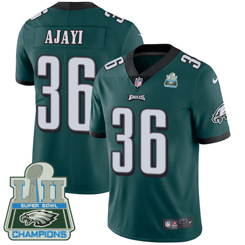 Philadelphia Eagles #36 Jay Ajayi Midnight Green Team Color Super Bowl LII Champions Youth Stitched Vapor Untouchable Limited Jersey Youth
