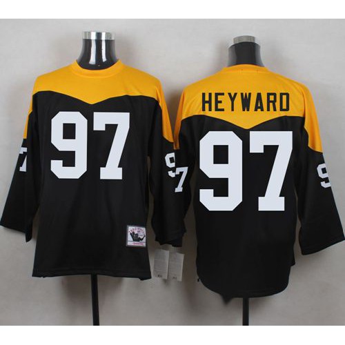 Mitchell And Ness 1967 Pittsburgh Steelers #97 Cameron Heyward Black/Yelllow Throwback Men's Stitched Jersey Men's