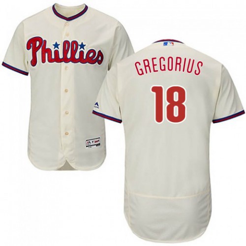 Philadelphia Phillies #18 Didi Gregorius Cream Flexbase Authentic Collection Stitched Jersey Men's