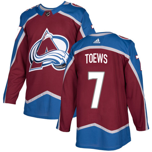 Adidas Colorado Avalanche #7 Devon Toews Burgundy Home Authentic Stitched Jersey Men's