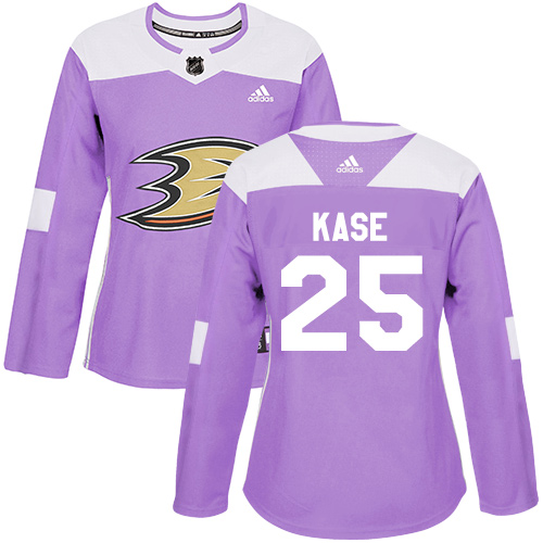 Adidas Anaheim Ducks #25 Ondrej Kase Purple Authentic Fights Cancer Women's Stitched Jersey Womens