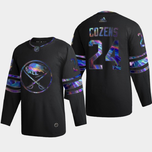 Buffalo Buffalo Sabres #24 Dylan Cozens Men's Iridescent Holographic Collection Jersey - Black Men's