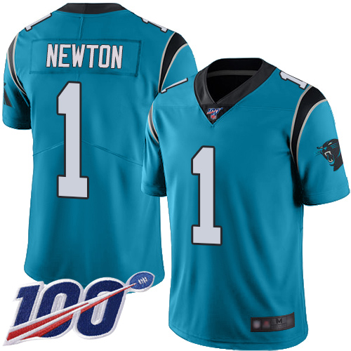 Carolina Panthers #1 Cam Newton Blue Alternate Men's Stitched 100th Season Vapor Limited Jersey Men's