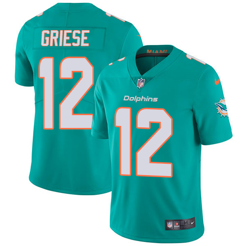 Miami Dolphins #12 Bob Griese Aqua Green Team Color Men's Stitched Vapor Untouchable Limited Jersey Men's