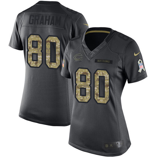 Chicago Bears #80 Jimmy Graham Black Women's Stitched Limited 2016 Salute to Service Jersey Womens