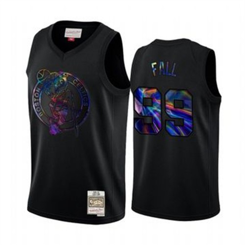 Mitchell and Ness Boston Celtics #99 Tacko Fall Mens Iridescent HWC Limited Jersey - Black Mens