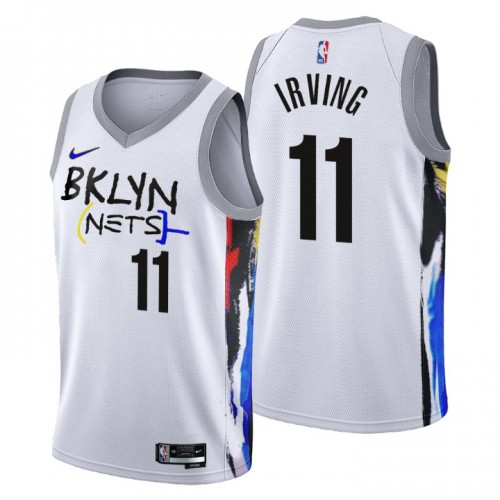 Brooklyn Nets #11 Kyrie Irving Mens 2022-23 City Edition Jersey - Cherry Blossom White Mens