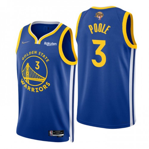 Golden State Warriors #3 Jordan Poole Royal Mens 2022 Finals Icon Edition 75th Anniversary Diamond Swingman Jersey Mens