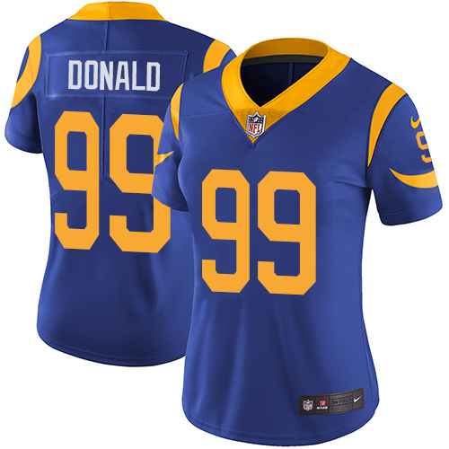 Rams #99 Aaron Donald Royal Blue Alternate Women's Stitched Vapor Untouchable Limited Jersey