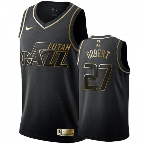 Utah Jazz #27 Rudy Gobert Mens Black Golden Edition Swingman Jersey Mens