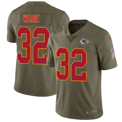 Kansas City Chiefs #32 Spencer Ware Olive Youth Stitched Limited 2017 Salute to Service Jersey Youth