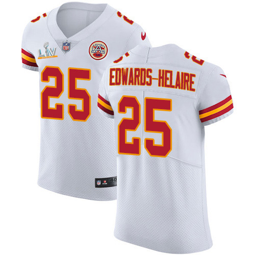 Chiefs #25 Clyde Edwards-Helaire White Men's Super Bowl LV Bound Stitched New Elite Jersey