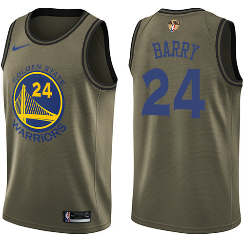 Golden State Warriors #24 Rick Barry Green Salute to Service The Finals Patch Swingman Jersey Mens