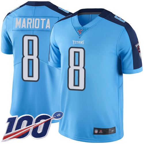 Tennessee Titans #8 Marcus Mariota Light Blue Youth Stitched Limited Rush 100th Season Jersey Youth