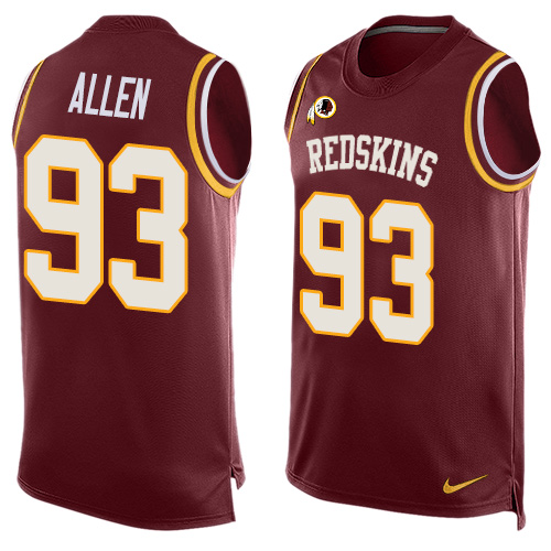 Commanders #93 Jonathan Allen Burgundy Red Team Color Men's Stitched Limited Tank Top Jersey