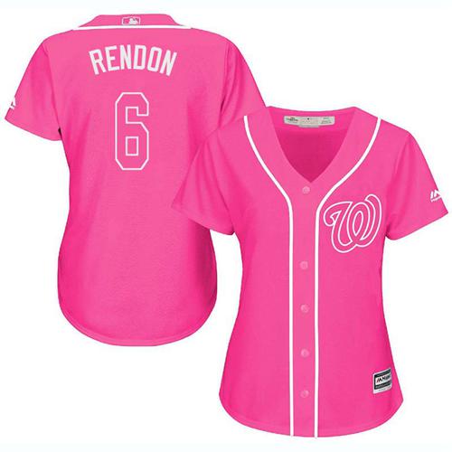 Washington Nationals #6 Anthony Rendon Pink Fashion Women's Stitched Jersey Womens