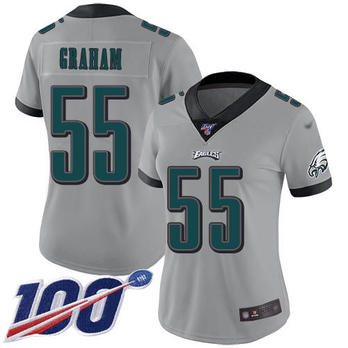 Eagles #55 Brandon Graham Silver Women's Stitched Limited Inverted Legend 100th Season Jersey