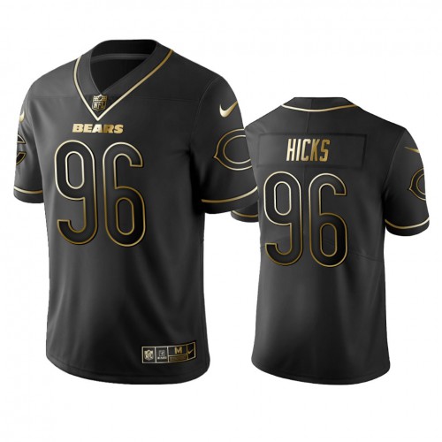Chicago Bears #96 Akiem Hicks Black Golden Limited Edition Stitched Jersey Men's