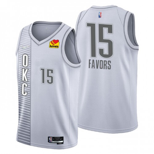 Oklahoma City Oklahoma City Thunder #15 Derrick Favors Mens Gray 2021/22 Swingman Jersey - City Edition Mens