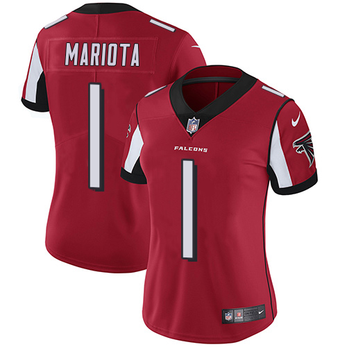 Falcons #1 Marcus Mariota Red Team Color Stitched Women's Vapor Untouchable Limited Jersey