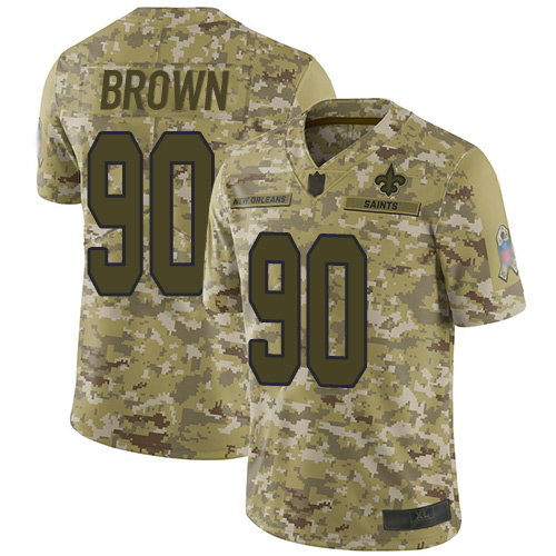 New Orleans Saints #90 Malcom Brown Camo Youth Stitched Limited 2018 Salute to Service Jersey Youth