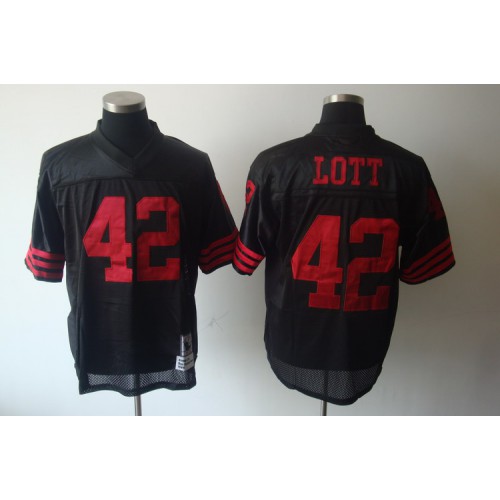 Mitchell and Ness San Francisco 49ers #42 Ronnie Lott Black Stitched Jersey Men's